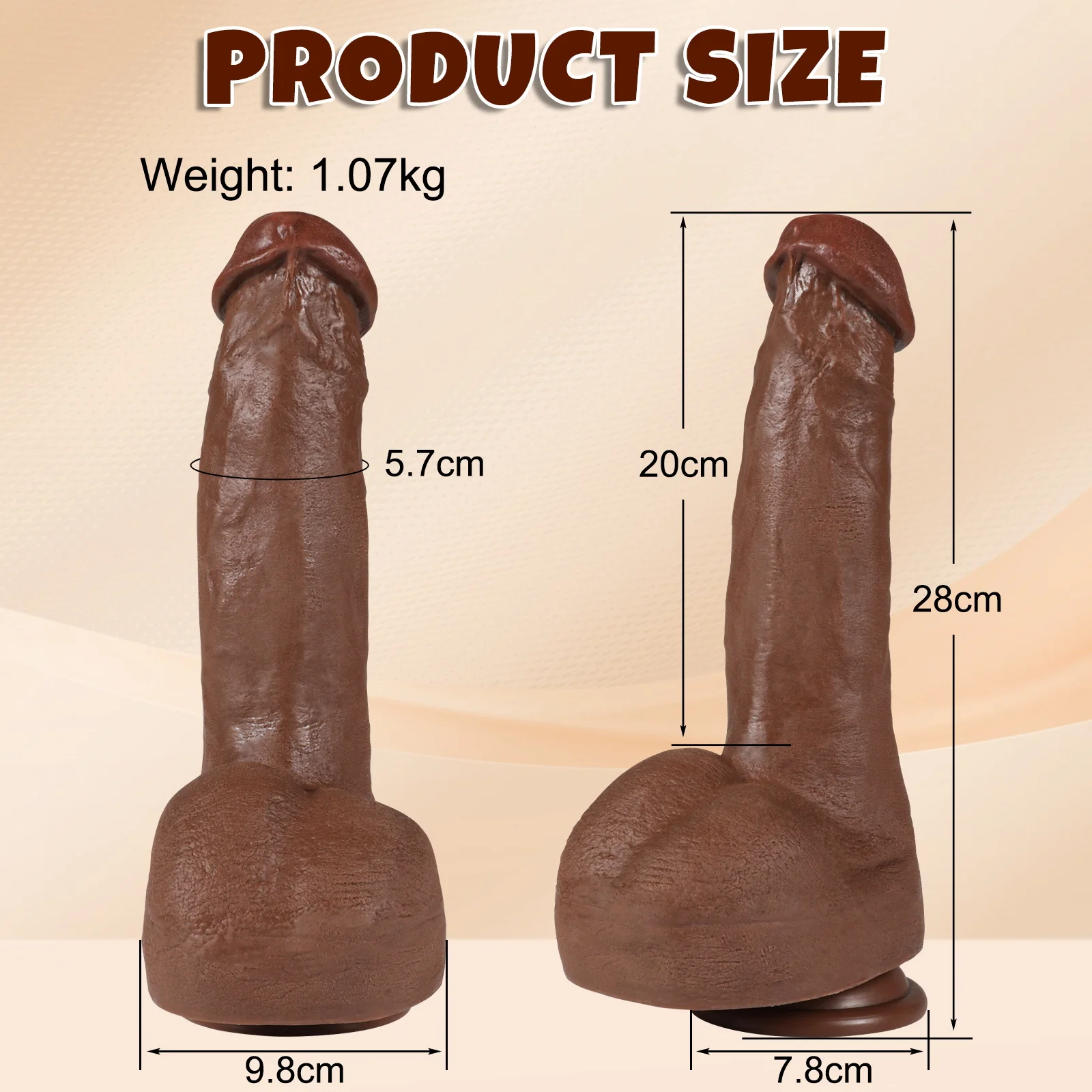 22 Inch Realistic Textured Dildo with Suction Base - Image 9