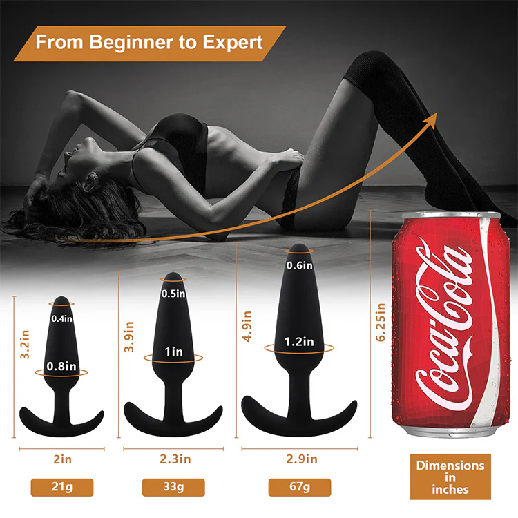 3-Piece Beginner Anal Plug Set with Curved Base - Image 2
