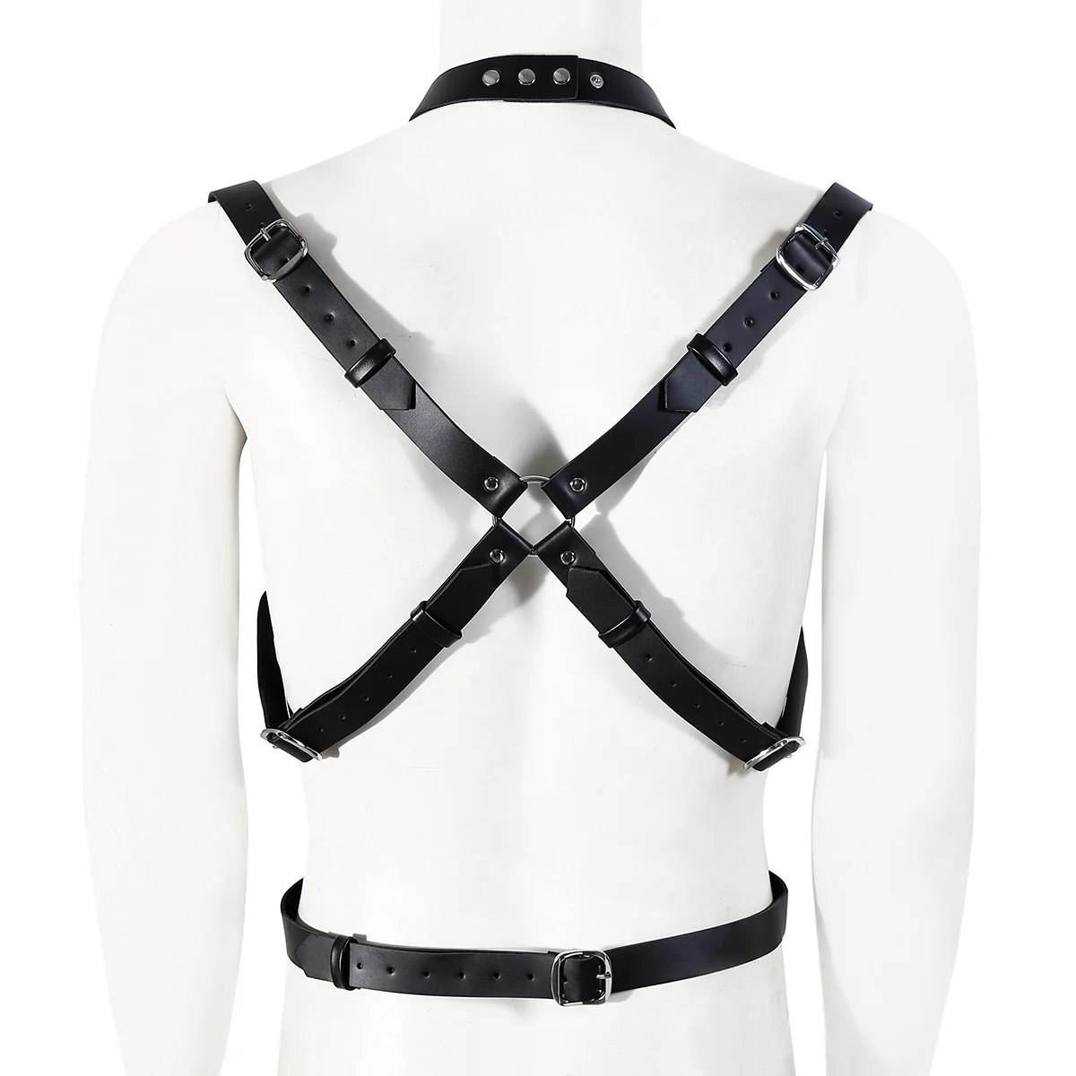 Adjustable PU Leather Bondage Collar with Chest and Back Restraints - Image 6
