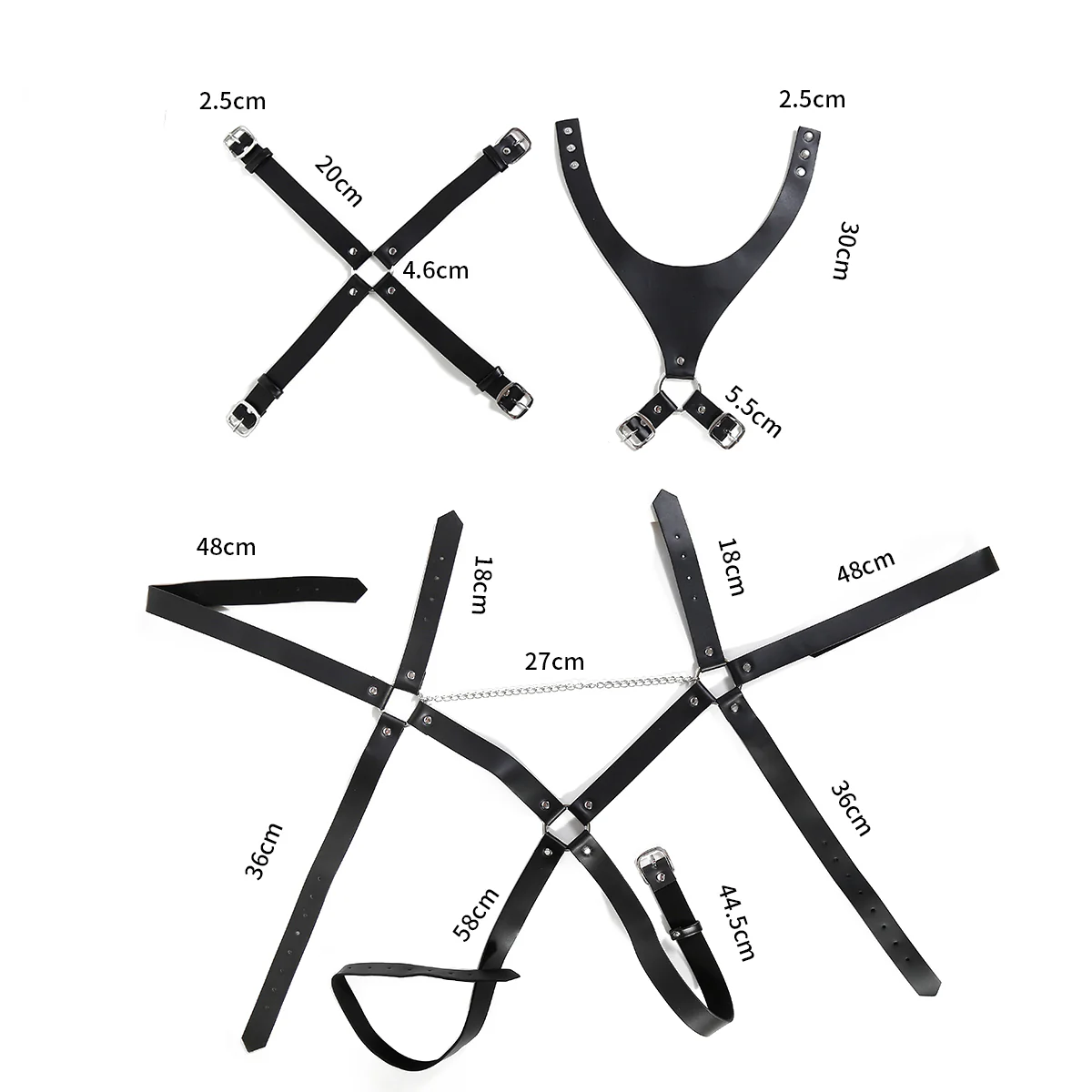 Adjustable PU Leather Bondage Collar with Chest and Back Restraints - Image 7