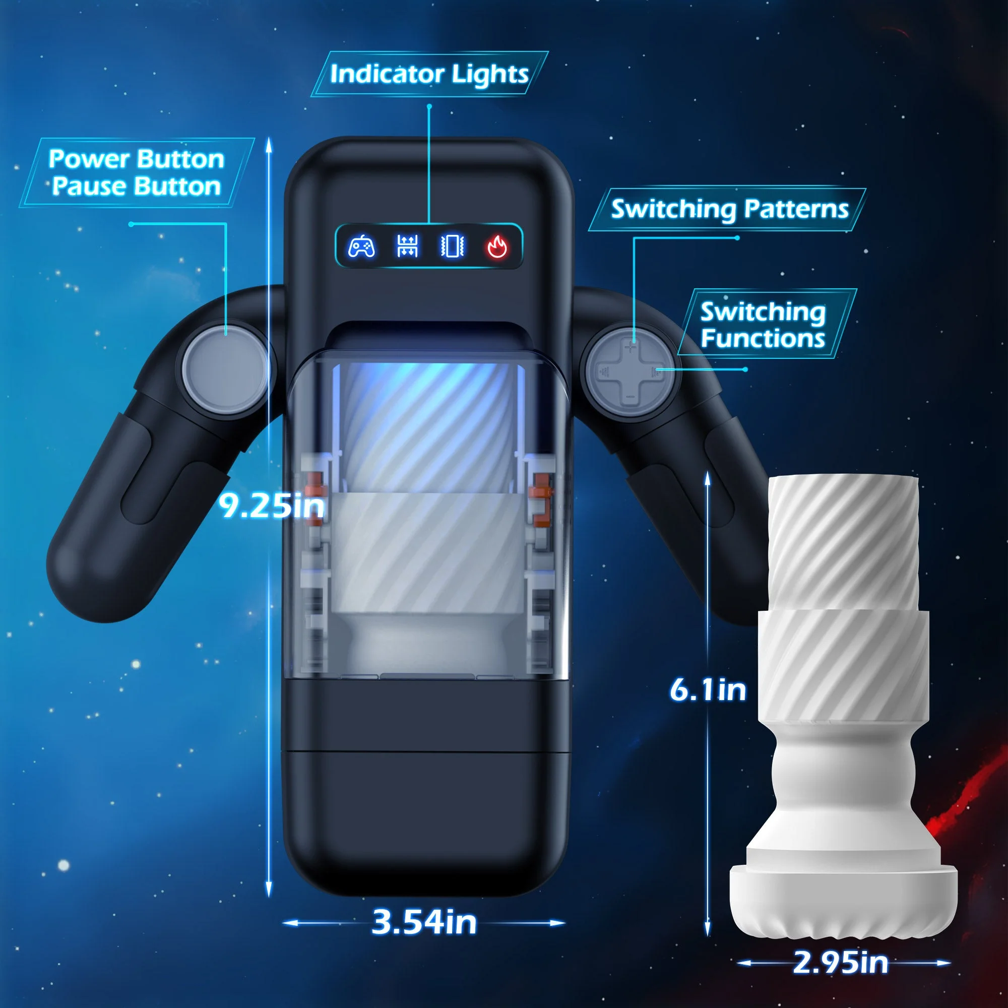 Auto Heating & Thrusting Male Masturbator - Vibration & Flexible Arms - Image 10