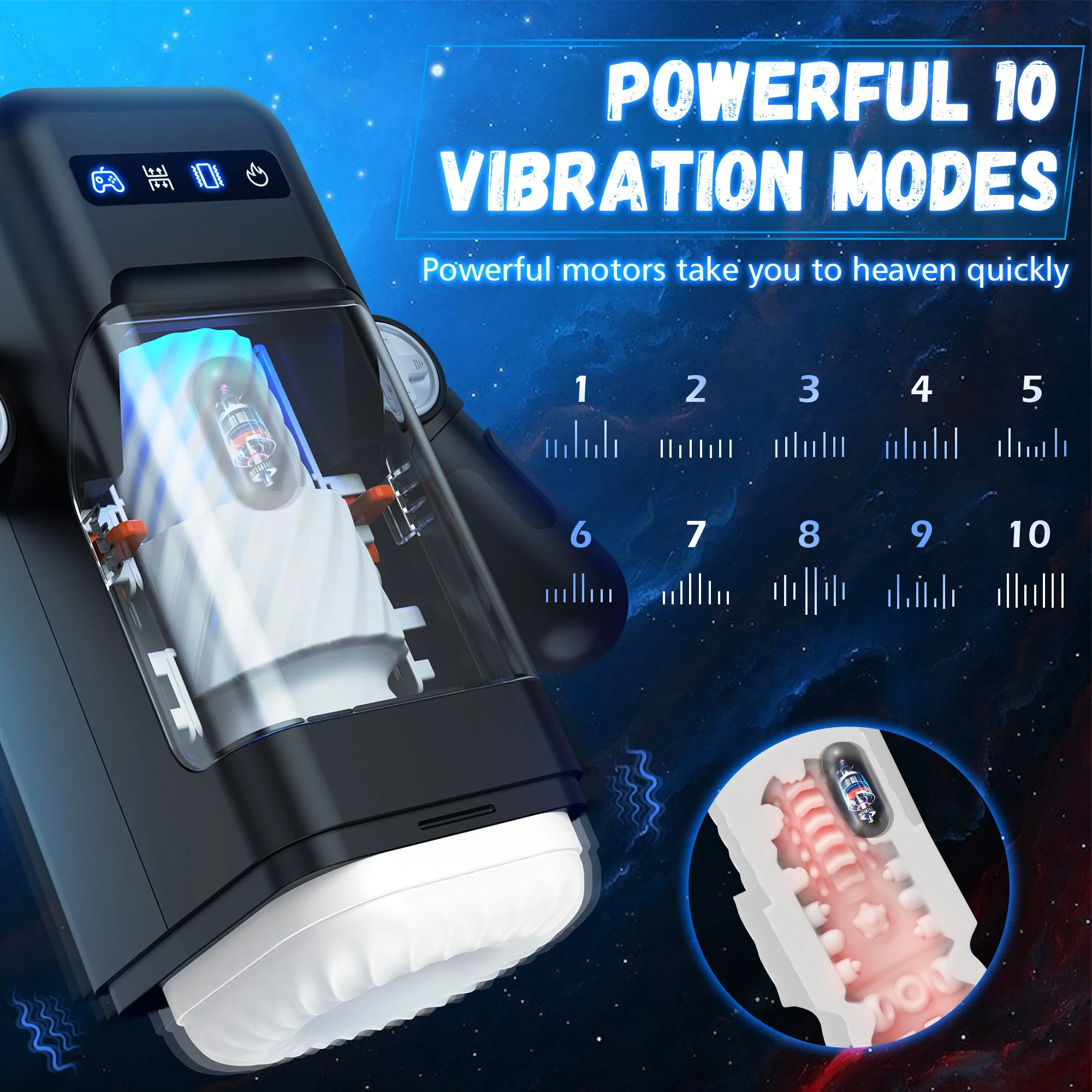 Auto Heating & Thrusting Male Masturbator - Vibration & Flexible Arms - Image 6
