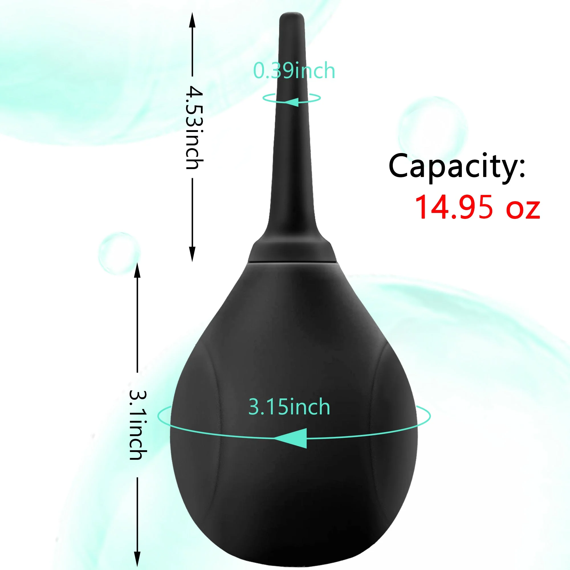 Black Silicone Enema Bulb with Soft Nozzle for Anal Cleaning and Comfort - Image 6