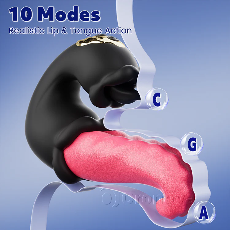 Dual Rose Vibrator with Thrusting Shaft and Licking Tongue - Image 3