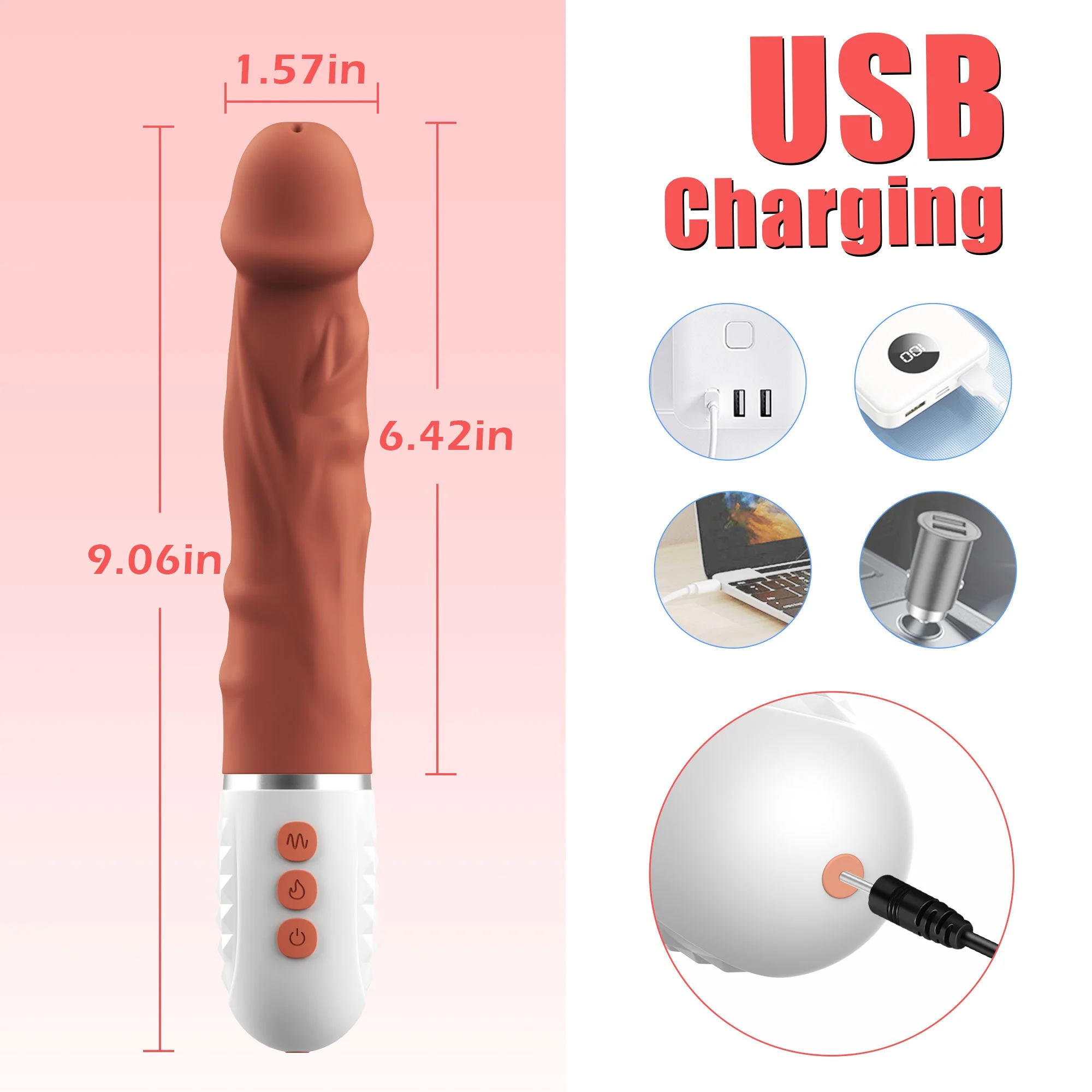 Thrusting Realistic Dildo - Heating & Vibrating - Image 7