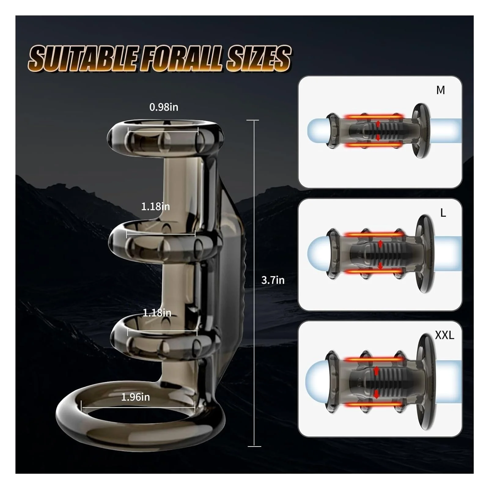 Men's Vibrating Cock Ring - Soft TPE Material with Multiple Vibration Modes - Image 2