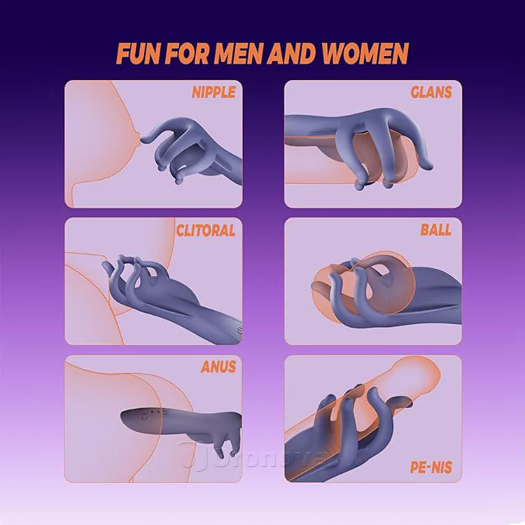 Fingered Penis Cock Ring - Vibrating & Waterproof - Image 5