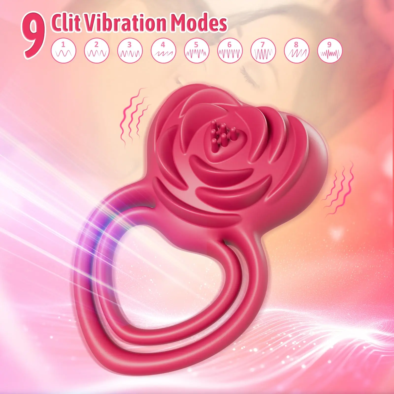 Pleasure-Boosting Vibrating Cock Ring with Rose Stimulation for Him & Her - Image 2