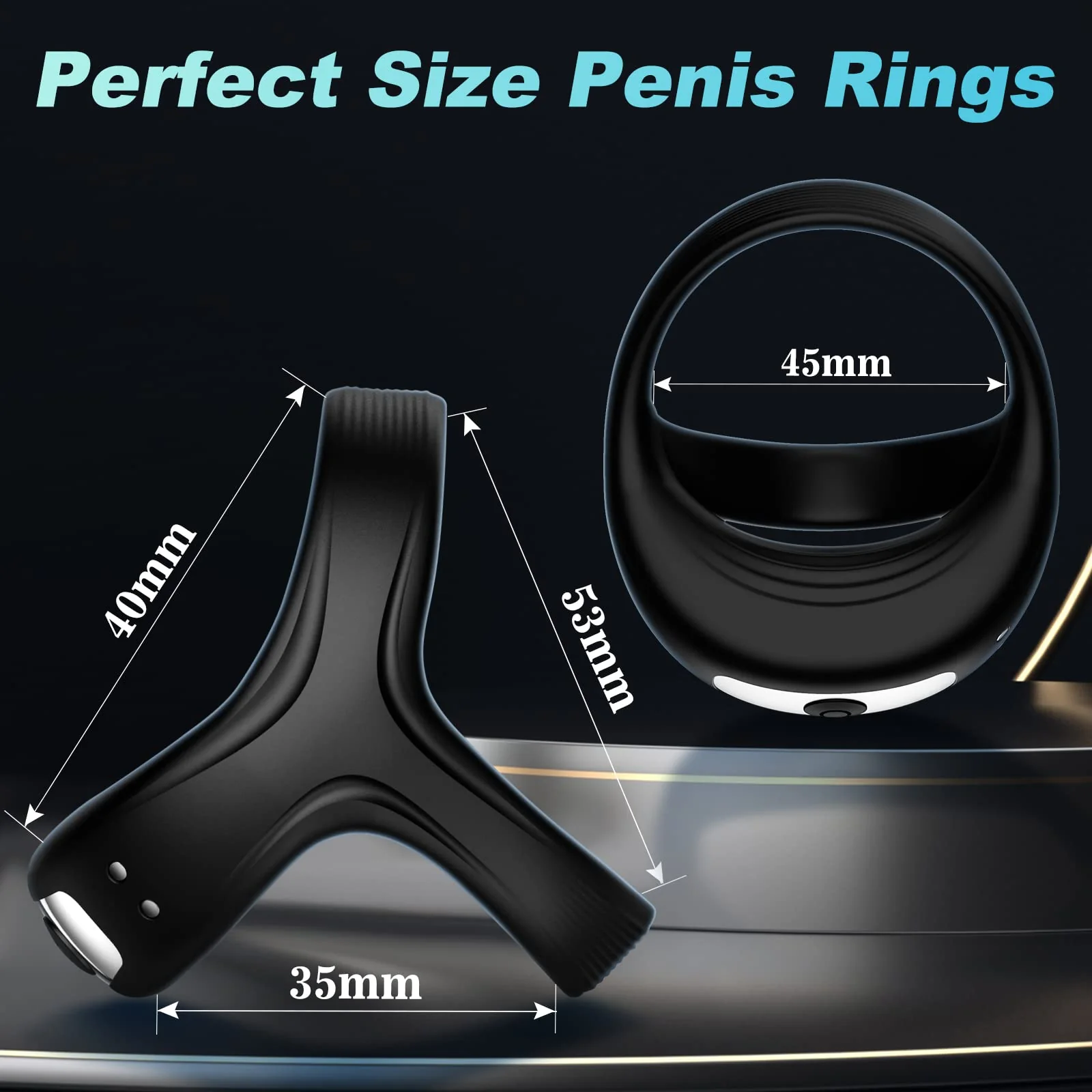 Sleek Black Penis Ring Customizable Settings - Image 3
