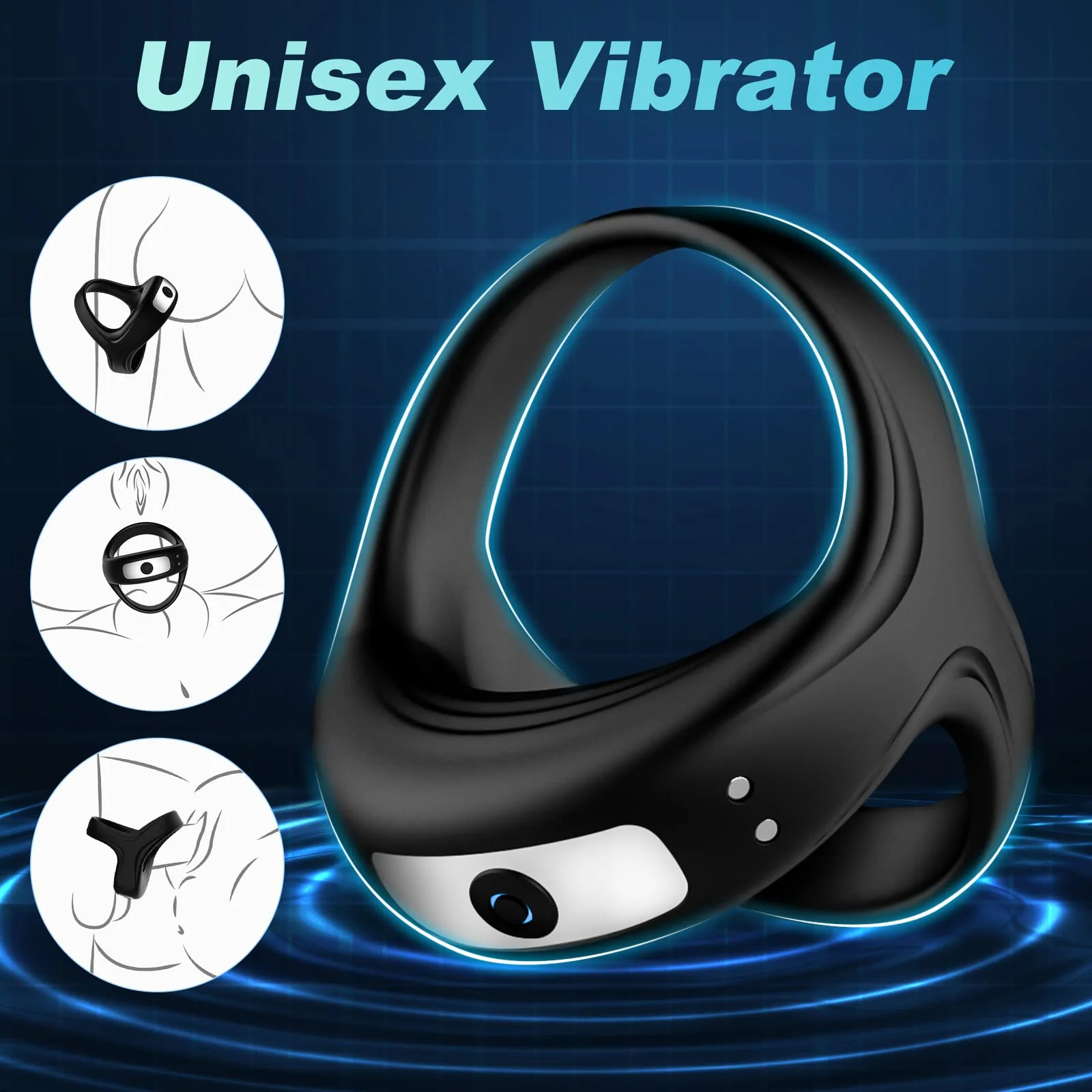 Sleek Black Penis Ring Customizable Settings - Image 6