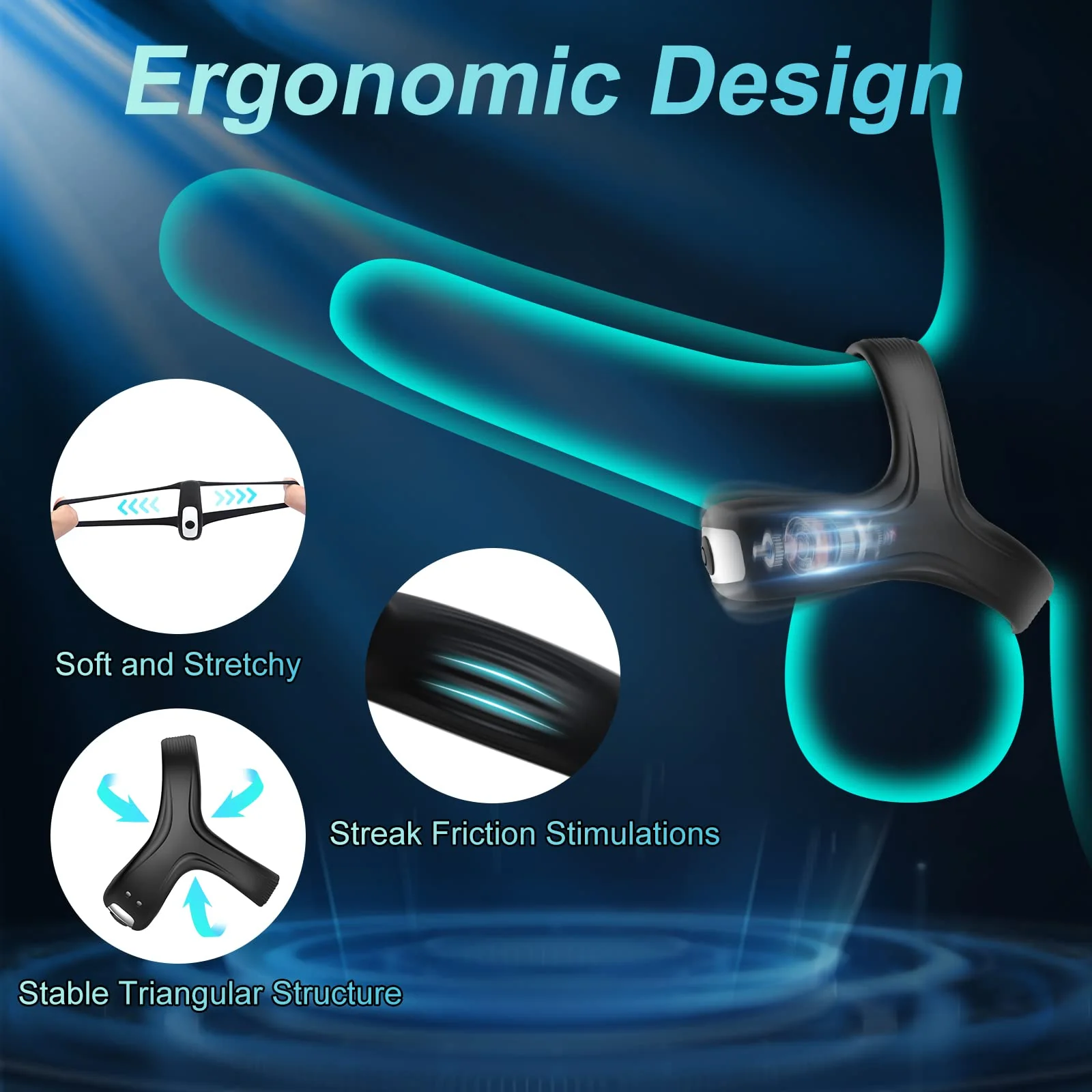 Sleek Black Penis Ring Customizable Settings - Image 8