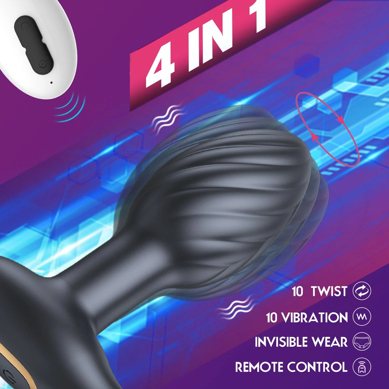 Anal Rotating Butt Plug - Vibration - Image 3