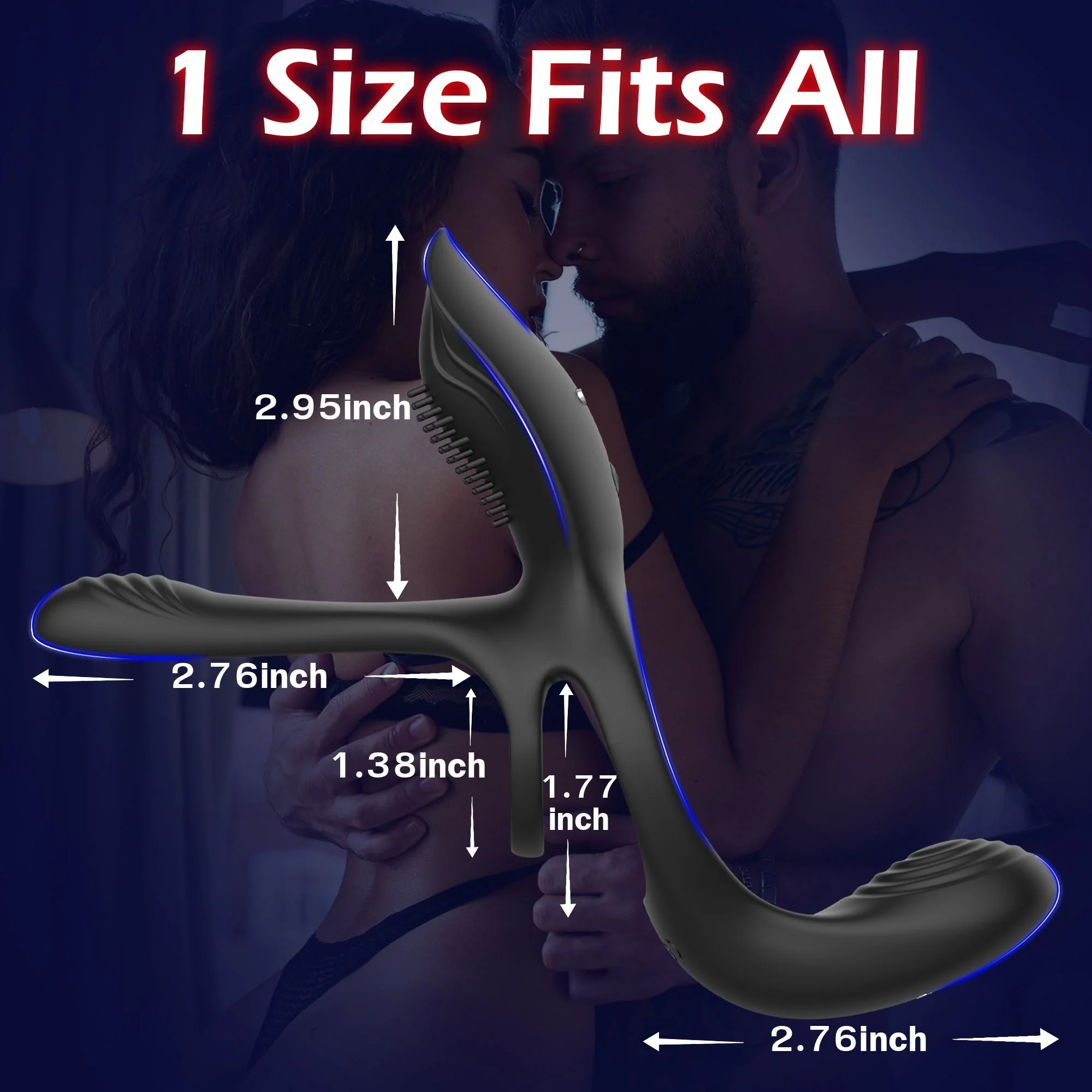 Tri Motored Penis Cock Ring - Vibrating & Coupled - Image 4