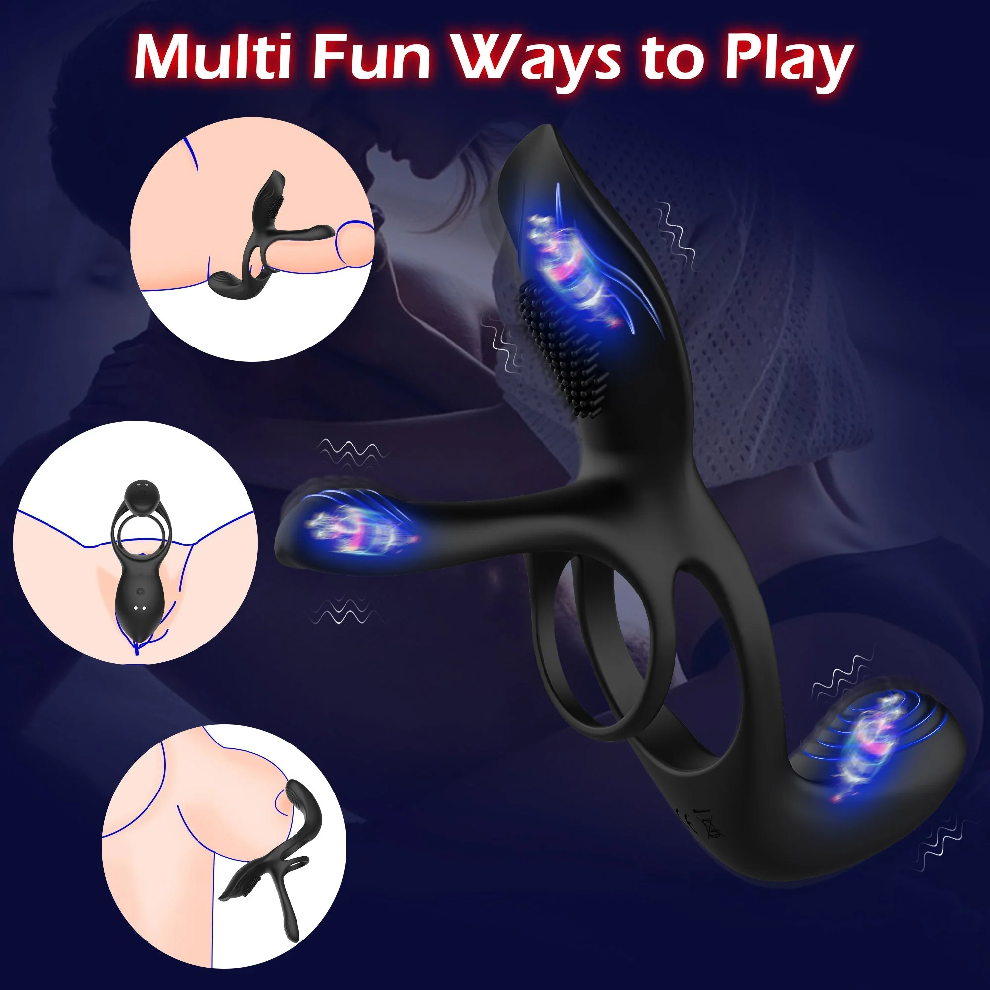 Tri Motored Penis Cock Ring - Vibrating & Coupled - Image 7