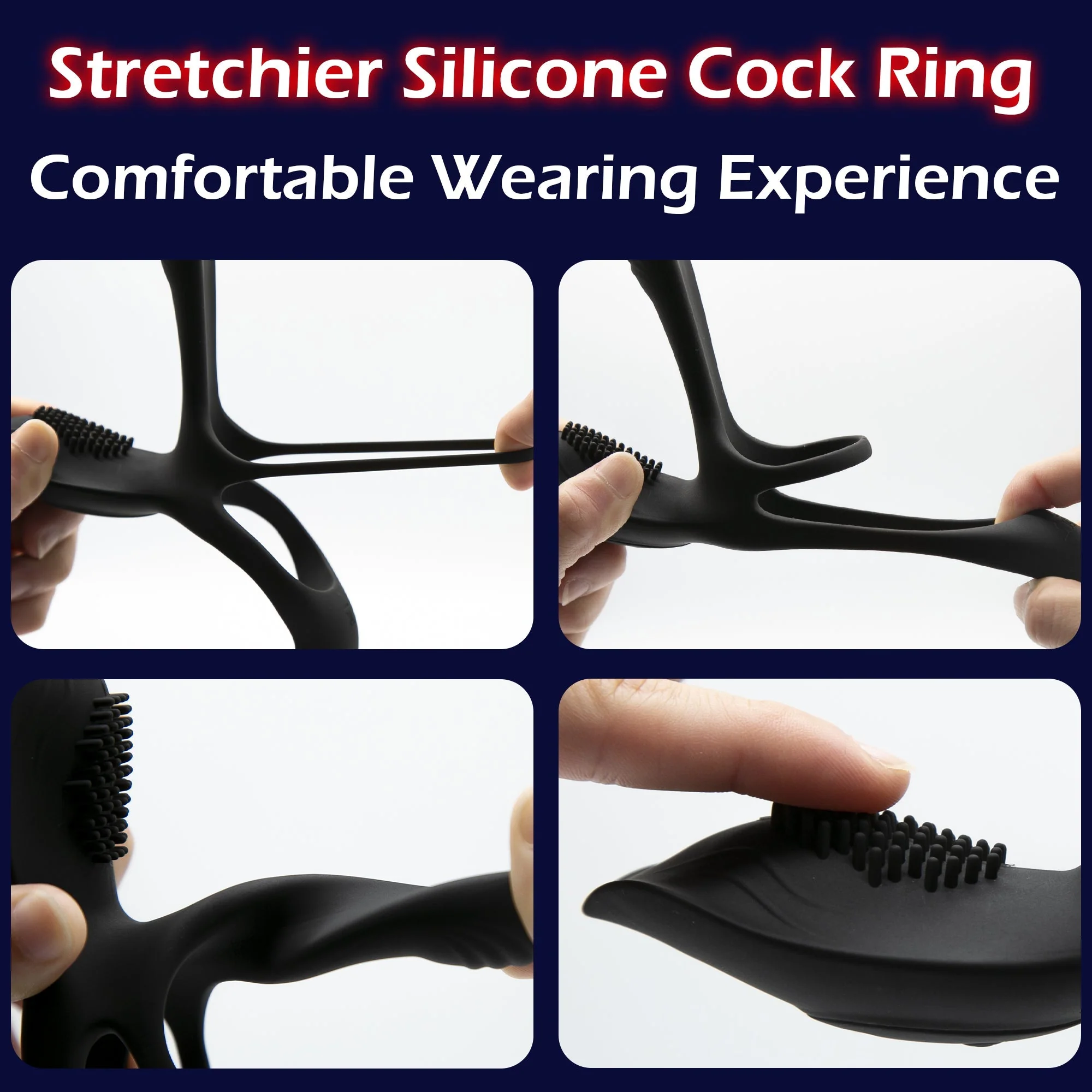 Tri Motored Penis Cock Ring - Vibrating & Coupled - Image 8